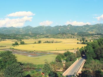 High angle view of landscape against sky