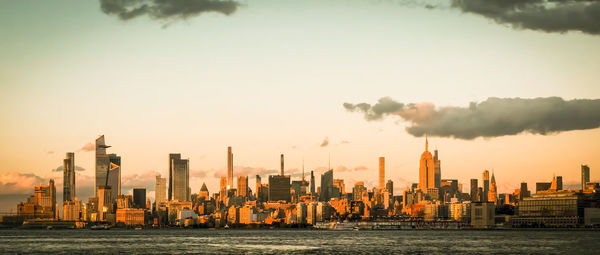 Cityscape against sky during sunset,new york city, united states of america
