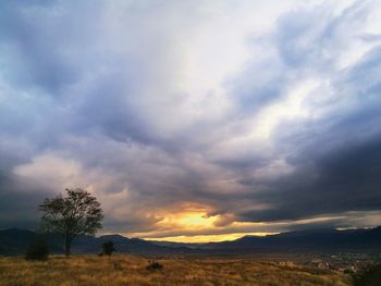 Scenic view of cloudy sky over field