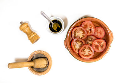 Close-up of food on white background