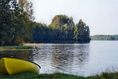 Scenic view of lake against clear sky