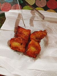 High angle view of cake on table