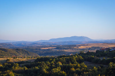 Scenic view of landscape against clear sky