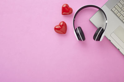 High angle view of heart shape on table