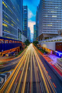 Light trails on city street