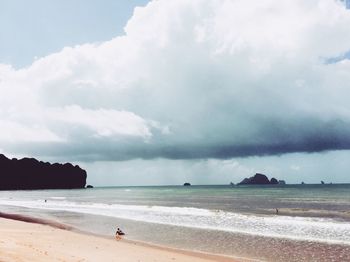 Scenic view of beach against sky