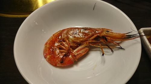 High angle view of food in plate