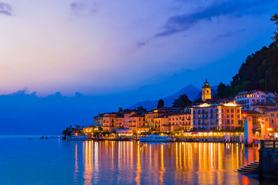 The village of bellagio, on lake como, on a summer night.