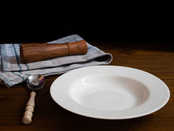 High angle view of empty coffee on table