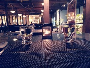 Chairs and table in restaurant