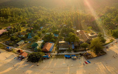 High angle view of people at beach