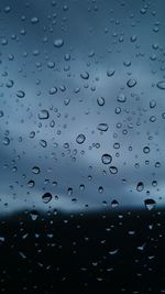 Full frame shot of raindrops on window