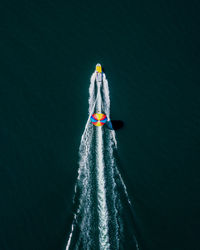 High angle view of boat in sea