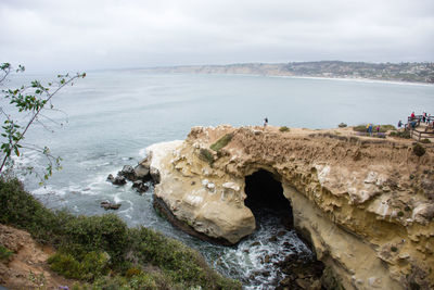 Scenic view of sea against cloudy sky