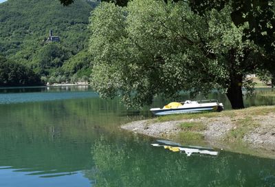 Scenic view of lake by trees