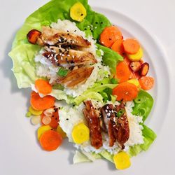 High angle view of salad served in plate