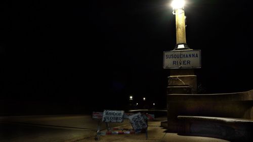 Information sign at night