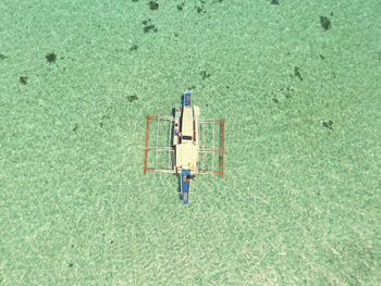 High angle view of man standing on field