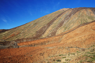 Scenic view of mountain against blue sky at teide national park