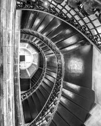 Directly below shot of spiral staircase in building