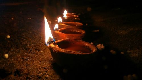 Close-up of lit candle