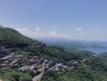 High angle view of townscape against sky