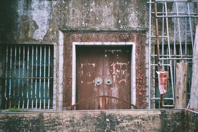 Close-up of abandoned building