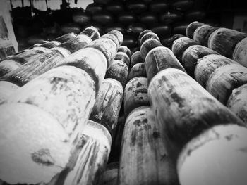 Close-up of wine bottles