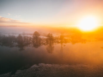 Scenic view of landscape against sky during sunset