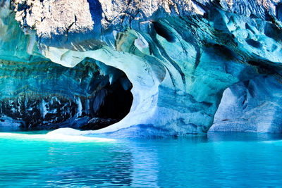 Scenic view of water in cave