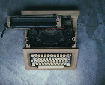 High angle view of typewriter