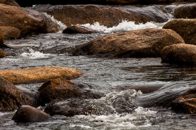 Stream flowing through rocks in sea