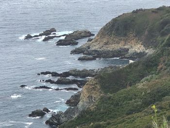 High angle view of rocks on beach