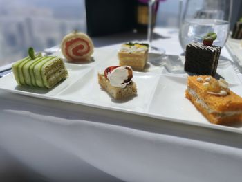 Close-up of food in plate on table