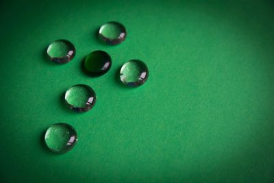 Full frame shot of green leaf on table