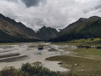 Scenic view of mountains against sky