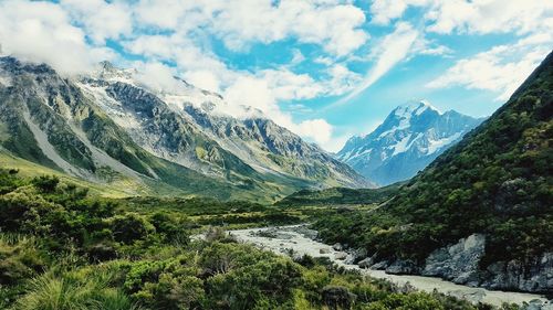 Scenic view of mountains against sky