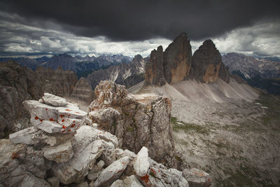 Scenic view of rocky mountains against sky