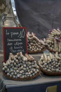 Provence village market in france sausage