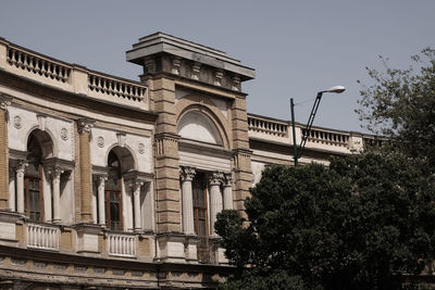 Low angle view of historical building against clear sky