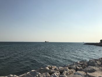 Scenic view of sea against clear sky