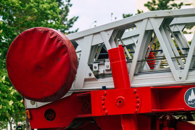 Close-up of red telephone booth