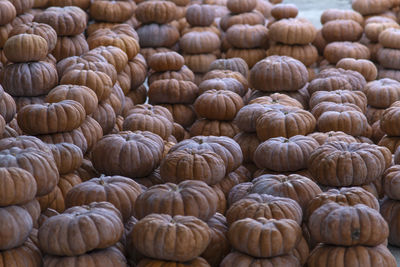 Full frame shot of pumpkins for sale at market stall