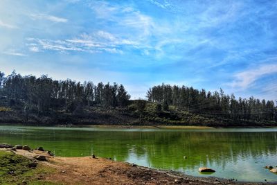 Scenic view of lake against sky