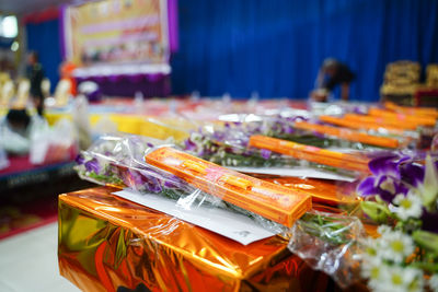 Close-up of food on table at market stall