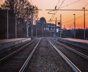 View of railway tracks against clear sky