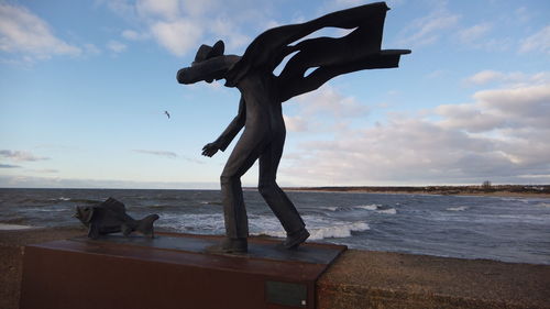 View of sculpture on beach