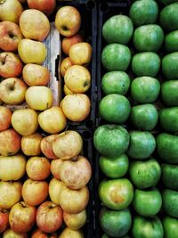 High angle view of apples for sale in market