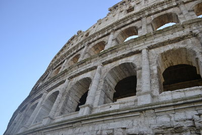 Low angle view of historical building against clear sky