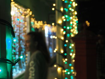 Close-up of illuminated christmas tree at night